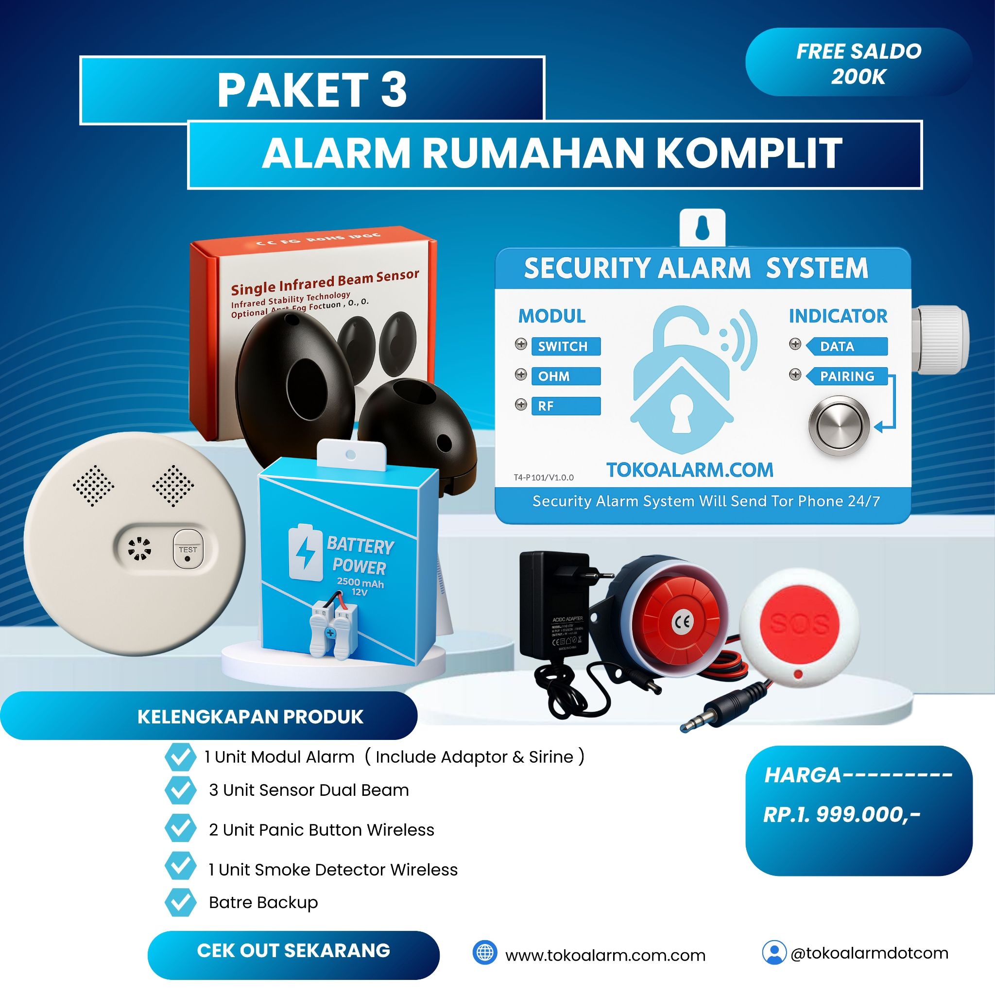 PAKET KOMPLIT 3 ( ALARM RUMAHAN KOMPLIT )